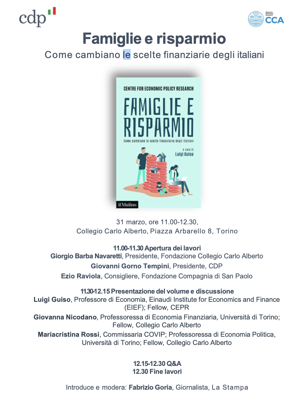 Presentazione del volume: “Famiglie e risparmio. Come cambiano le scelte finanziarie degli italiani”